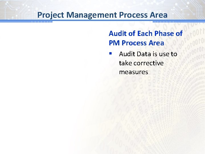 BG # 1 Process Area Project Management Audit of Each Phase of PM Process
