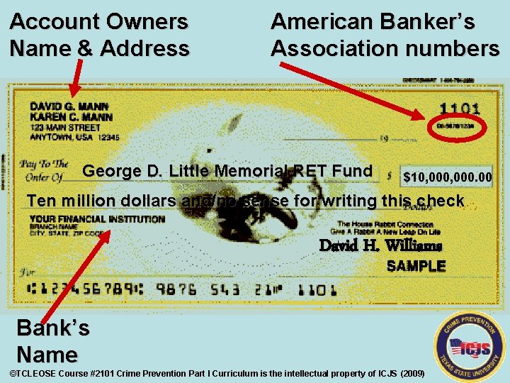 Account Owners Name & Address American Banker’s Association numbers George D. Little Memorial RET