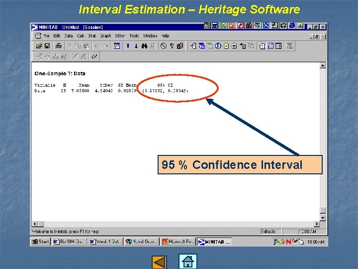 Interval Estimation – Heritage Software 95 % Confidence Interval 