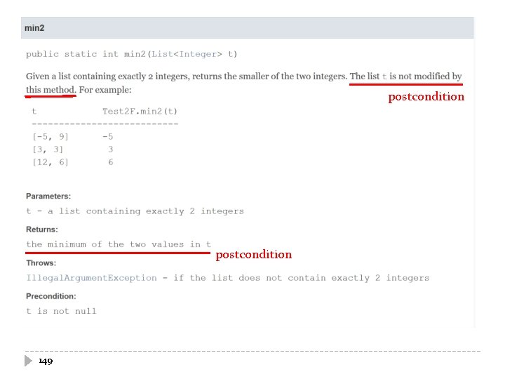 postcondition 149 