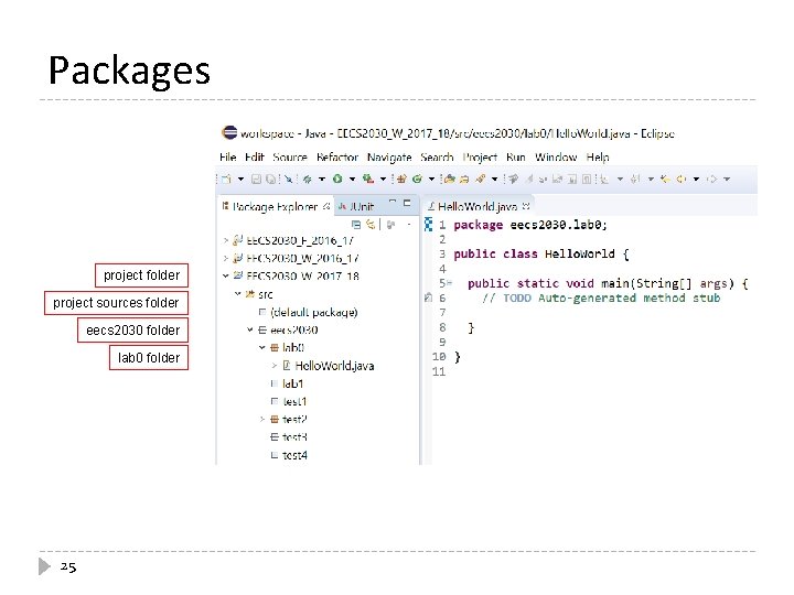 Packages project folder project sources folder eecs 2030 folder lab 0 folder 25 
