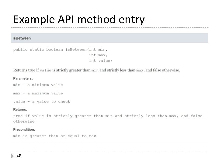 Example API method entry 28 