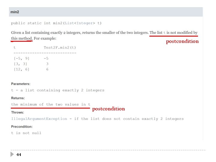 postcondition 44 