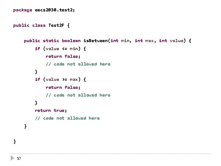 package eecs 2030. test 2; public class Test 2 F { public static boolean