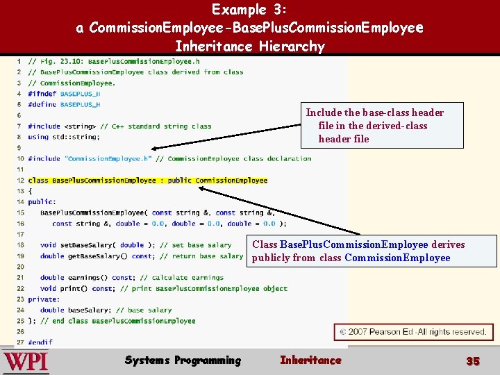 Example 3: a Commission. Employee-Base. Plus. Commission. Employee Inheritance Hierarchy Include the base-class header