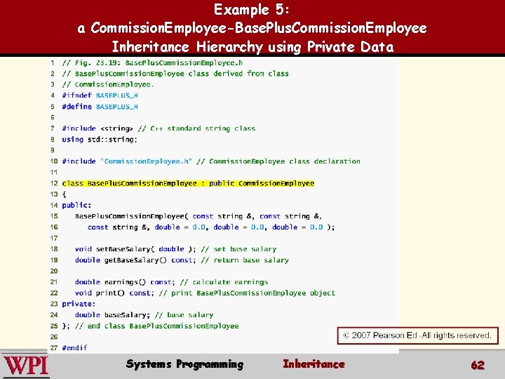 Example 5: a Commission. Employee-Base. Plus. Commission. Employee Inheritance Hierarchy using Private Data Systems