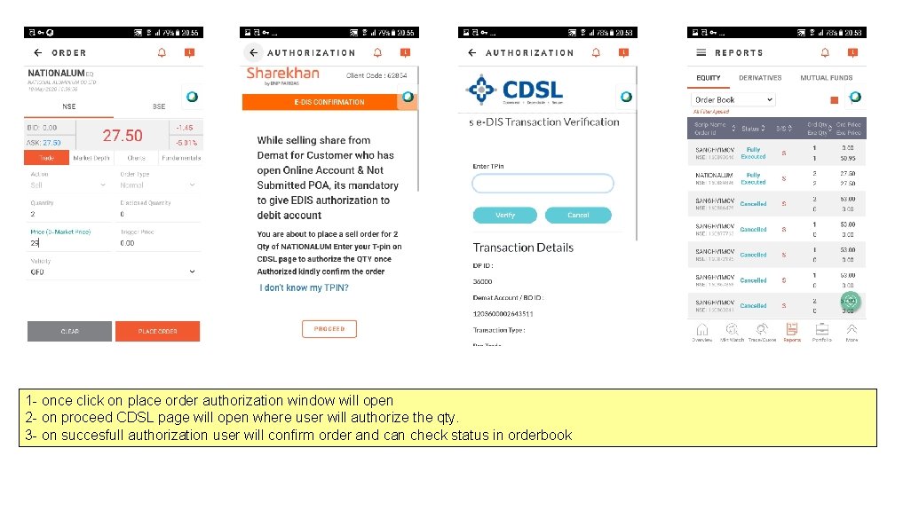 1 - once click on place order authorization window will open 2 - on