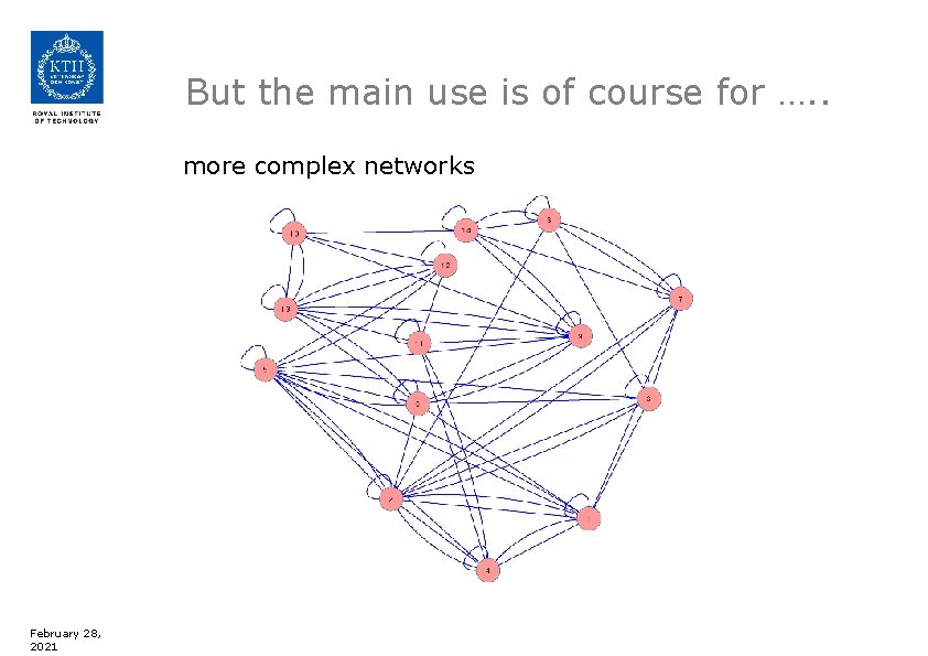 But the main use is of course for …. . more complex networks February