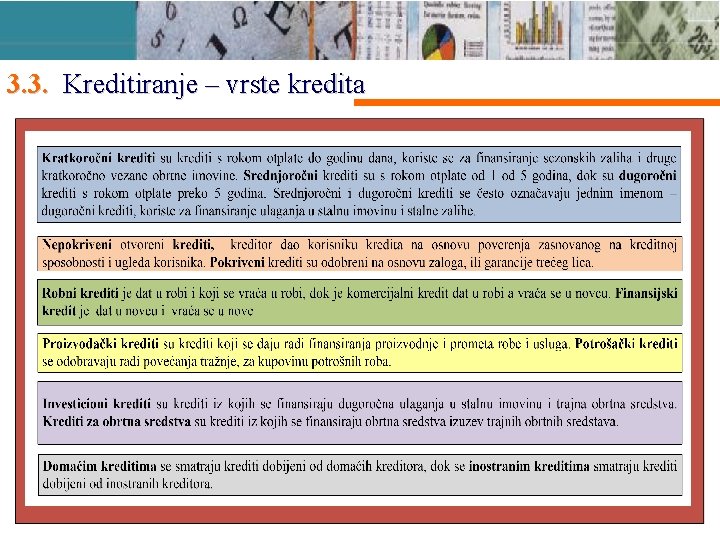 3. 3. Kreditiranje – vrste kredita 26 
