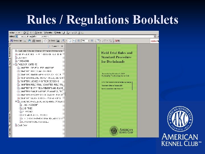 Rules / Regulations Booklets 