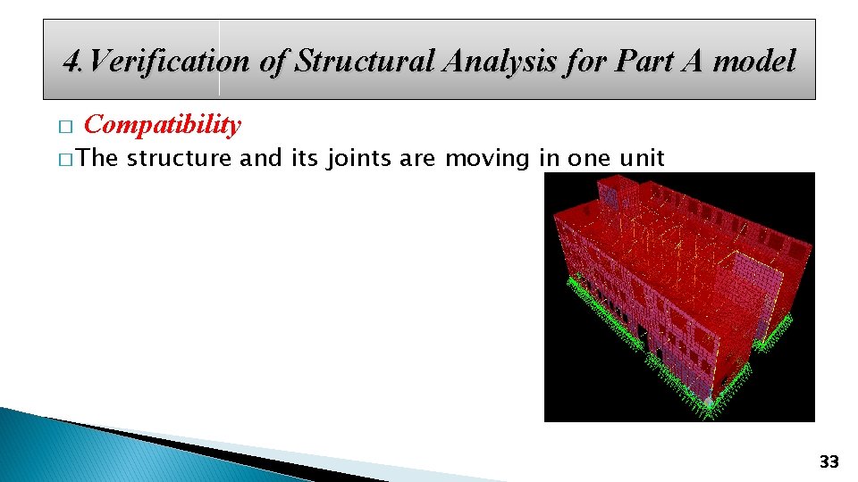 4. Verification of Structural Analysis for Part A model � Compatibility � The structure
