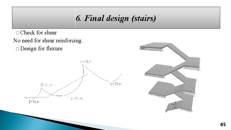 6. Final design (stairs) � Check for shear No need for shear reinforcing. �