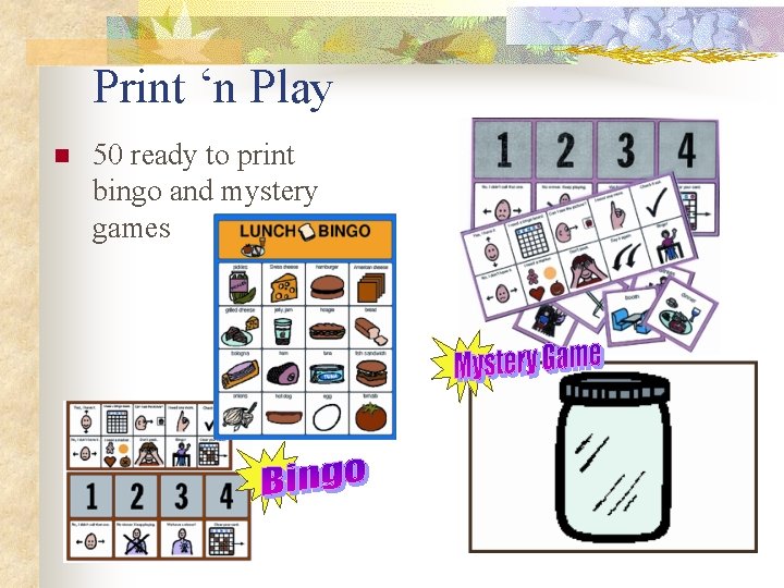 Print ‘n Play n 50 ready to print bingo and mystery games 
