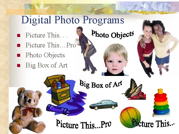 Digital Photo Programs n n Picture This. . . Picture This…Pro Photo Objects Big