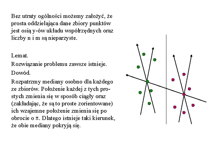 Bez utraty ogólności możemy założyć, że prosta oddzielająca dane zbiory punktów jest osią y-ów