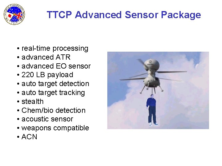 TTCP Advanced Sensor Package • real-time processing • advanced ATR • advanced EO sensor