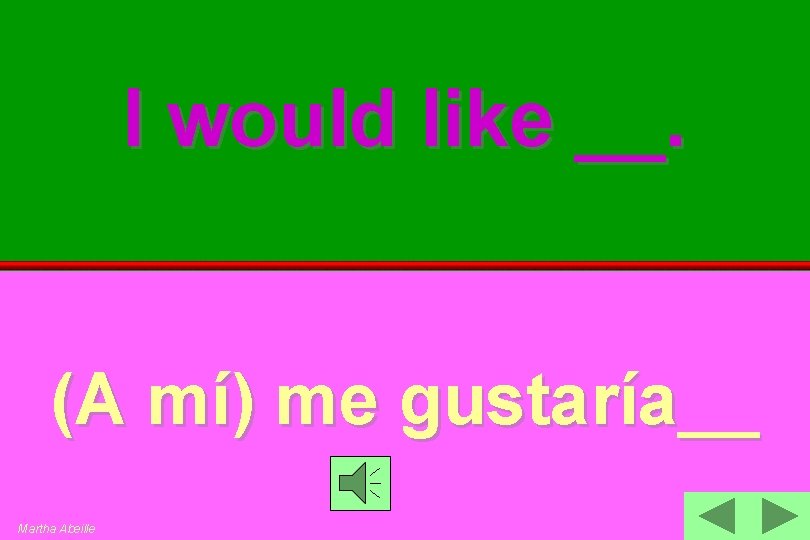I would like __. (A mí) me gustaría__ Martha Abeille 