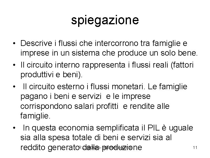 spiegazione • Descrive i flussi che intercorrono tra famiglie e imprese in un sistema