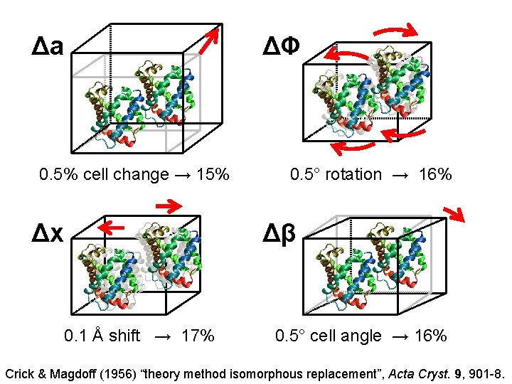 Δa ΔΦ 0. 5% cell change → 15% Δx 0. 5° rotation → 16%
