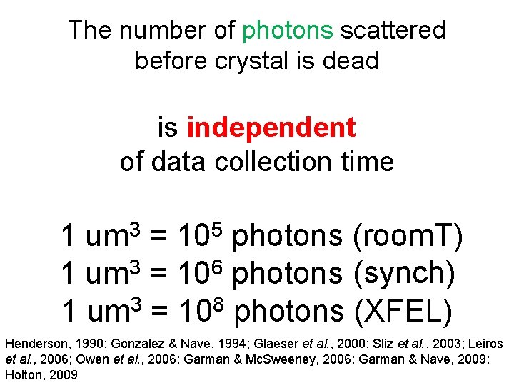 The number of photons scattered before crystal is dead is independent of data collection