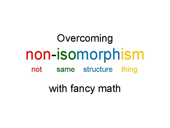Overcoming non-isomorphism not same structure with fancy math thing 