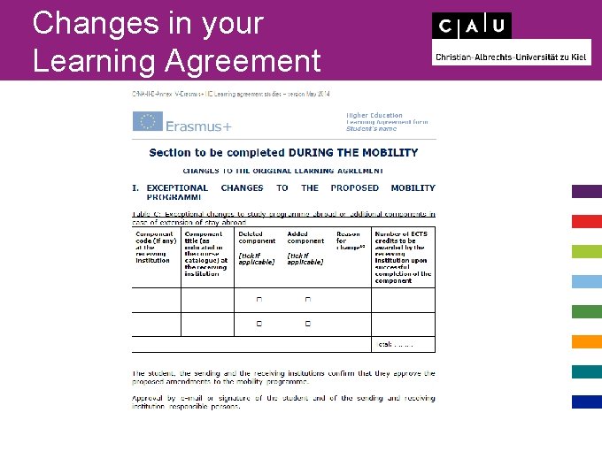 Changes in your Learning Agreement 