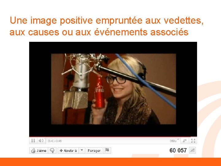 Une image positive empruntée aux vedettes, aux causes ou aux événements associés 