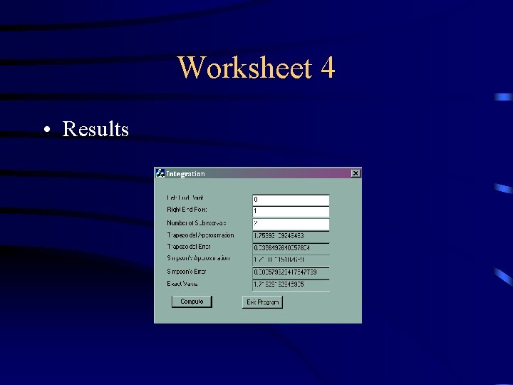 Worksheet 4 • Results 