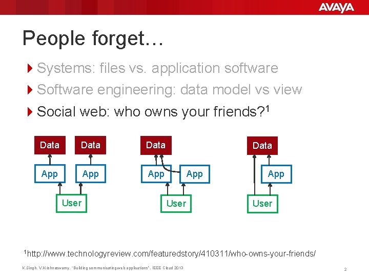 People forget… 4 Systems: files vs. application software 4 Software engineering: data model vs
