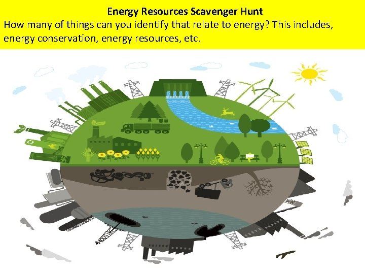  Energy Resources Scavenger Hunt How many of things can you identify that relate