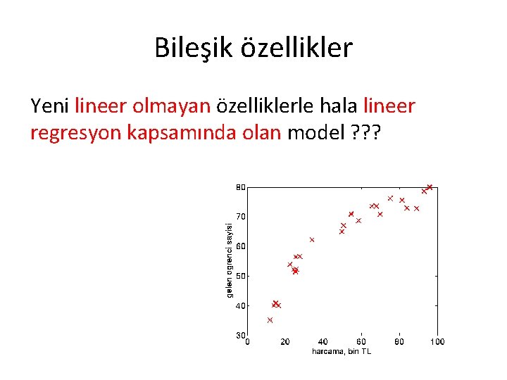 Bileşik özellikler Yeni lineer olmayan özelliklerle hala lineer regresyon kapsamında olan model ? ?