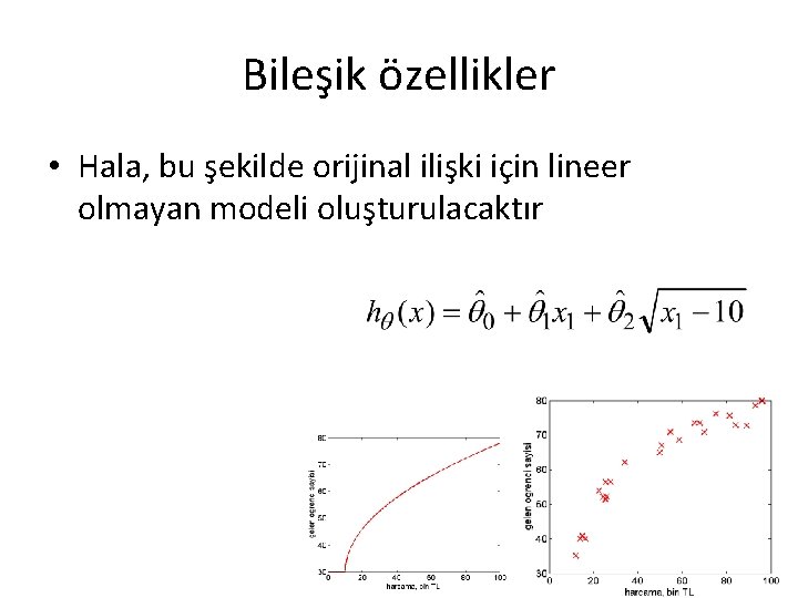Bileşik özellikler • Hala, bu şekilde orijinal ilişki için lineer olmayan modeli oluşturulacaktır 