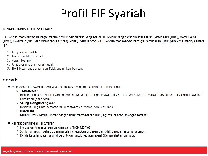 Profil FIF Syariah 