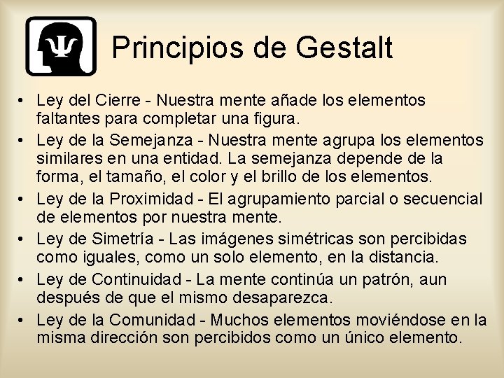 Principios de Gestalt • Ley del Cierre - Nuestra mente añade los elementos faltantes