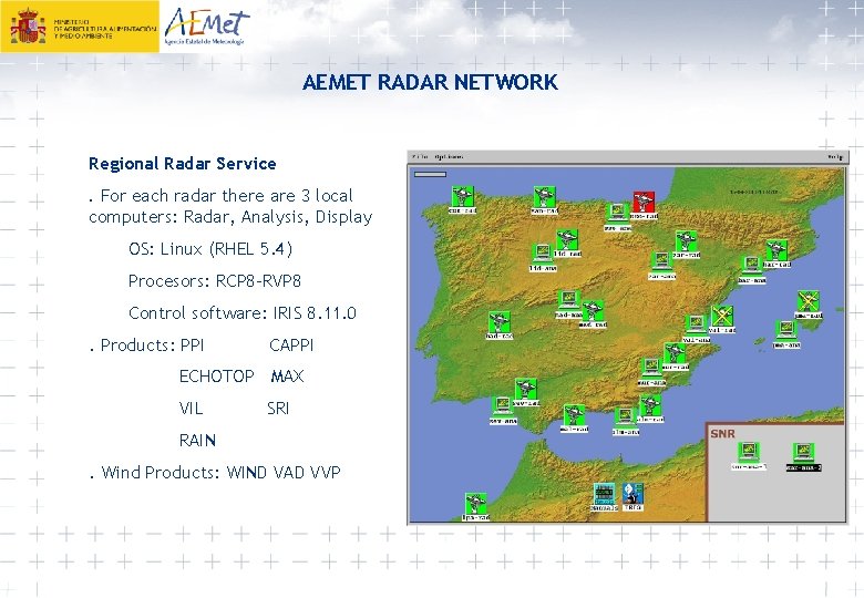 AEMET RADAR NETWORK Regional Radar Service. For each radar there are 3 local computers:
