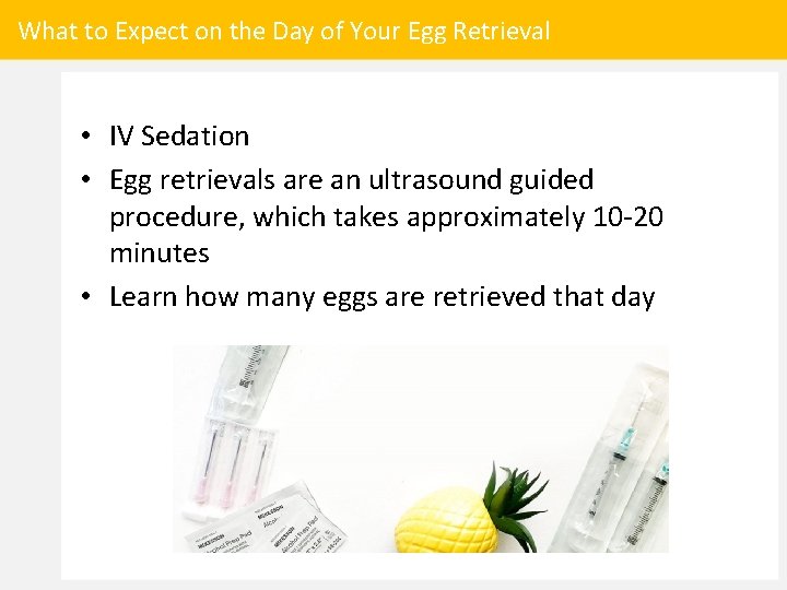 What to Expect on the Day of Your Egg Retrieval • IV Sedation •