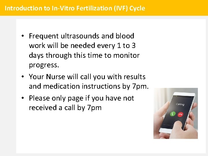 Introduction to In-Vitro Fertilization (IVF) Cycle • Frequent ultrasounds and blood work will be