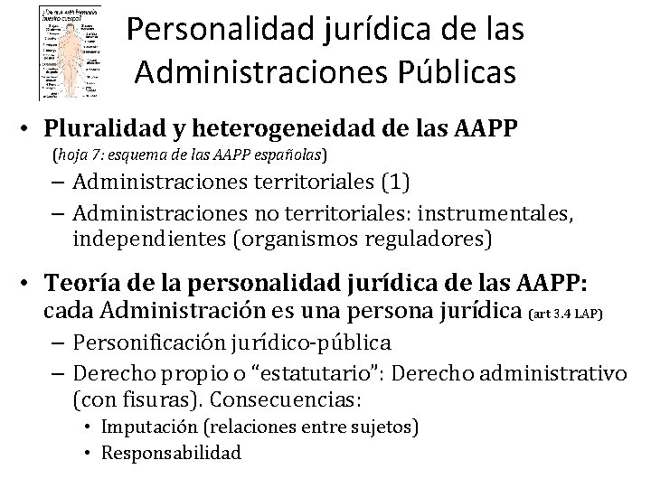 Personalidad jurídica de las Administraciones Públicas • Pluralidad y heterogeneidad de las AAPP (hoja