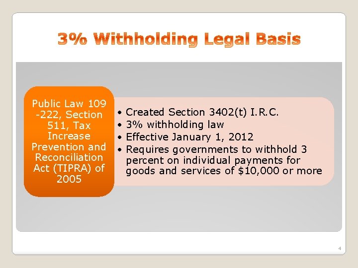 Public Law 109 -222, Section 511, Tax Increase Prevention and Reconciliation Act (TIPRA) of