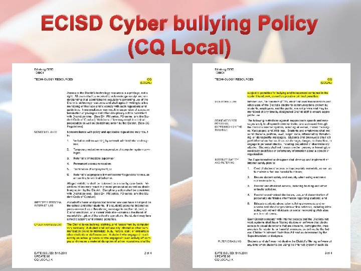 ECISD Cyber bullying Policy (CQ Local) 