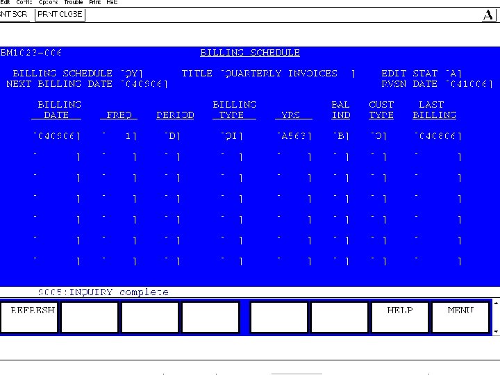 Customer Accounts Database Charge Status: Accounts Receivable When you are ready to bill this