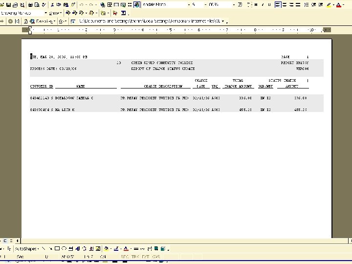 Customer Accounts Database Charge Status 