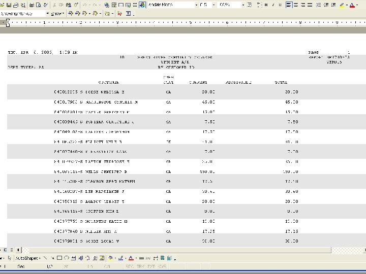 Customer Accounts Reports Customer Accounts Aging Report Job. BM 1710 J What do you