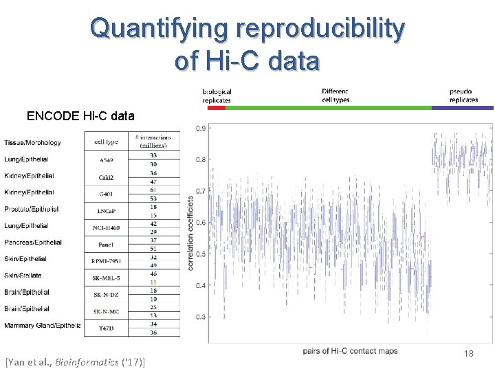 Quantifying reproducibility of Hi-C data ENCODE Hi-C data [Yan et al. , Bioinformatics (‘