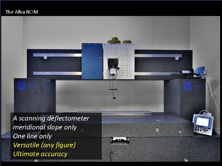The Alba NOM A scanning deflectometer meridional slope only One line only Versatile (any