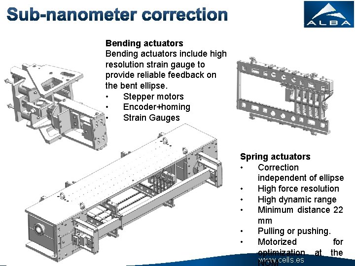 Bending actuators include high resolution strain gauge to provide reliable feedback on the bent