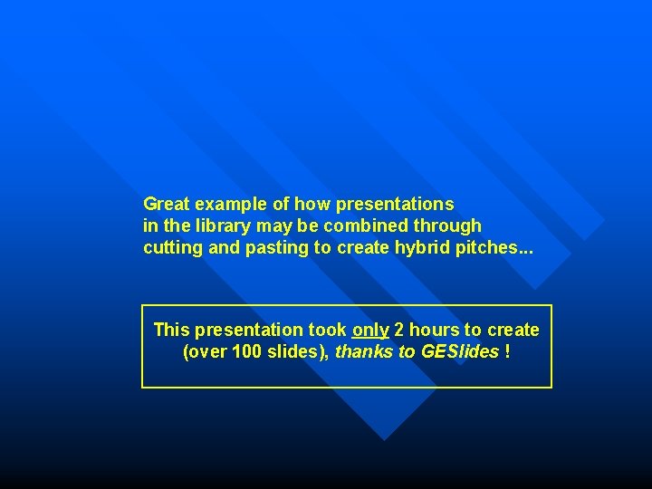 Great example of how presentations in the library may be combined through cutting and