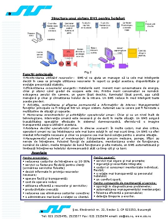 Structura unui sistem BMS pentru hoteluri Funcţii principale Fig. 2 v. Monitorizarea utilizării resurselor: