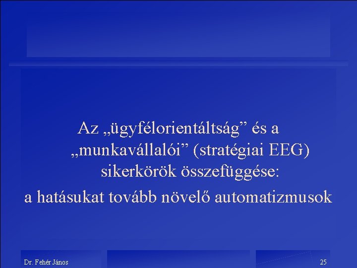 Az „ügyfélorientáltság” és a „munkavállalói” (stratégiai EEG) sikerkörök összefüggése: a hatásukat tovább növelő automatizmusok