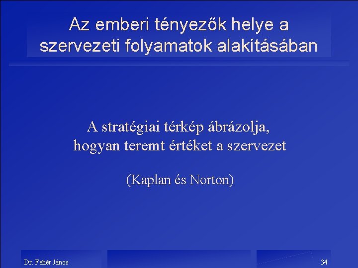 Az emberi tényezők helye a szervezeti folyamatok alakításában A stratégiai térkép ábrázolja, hogyan teremt